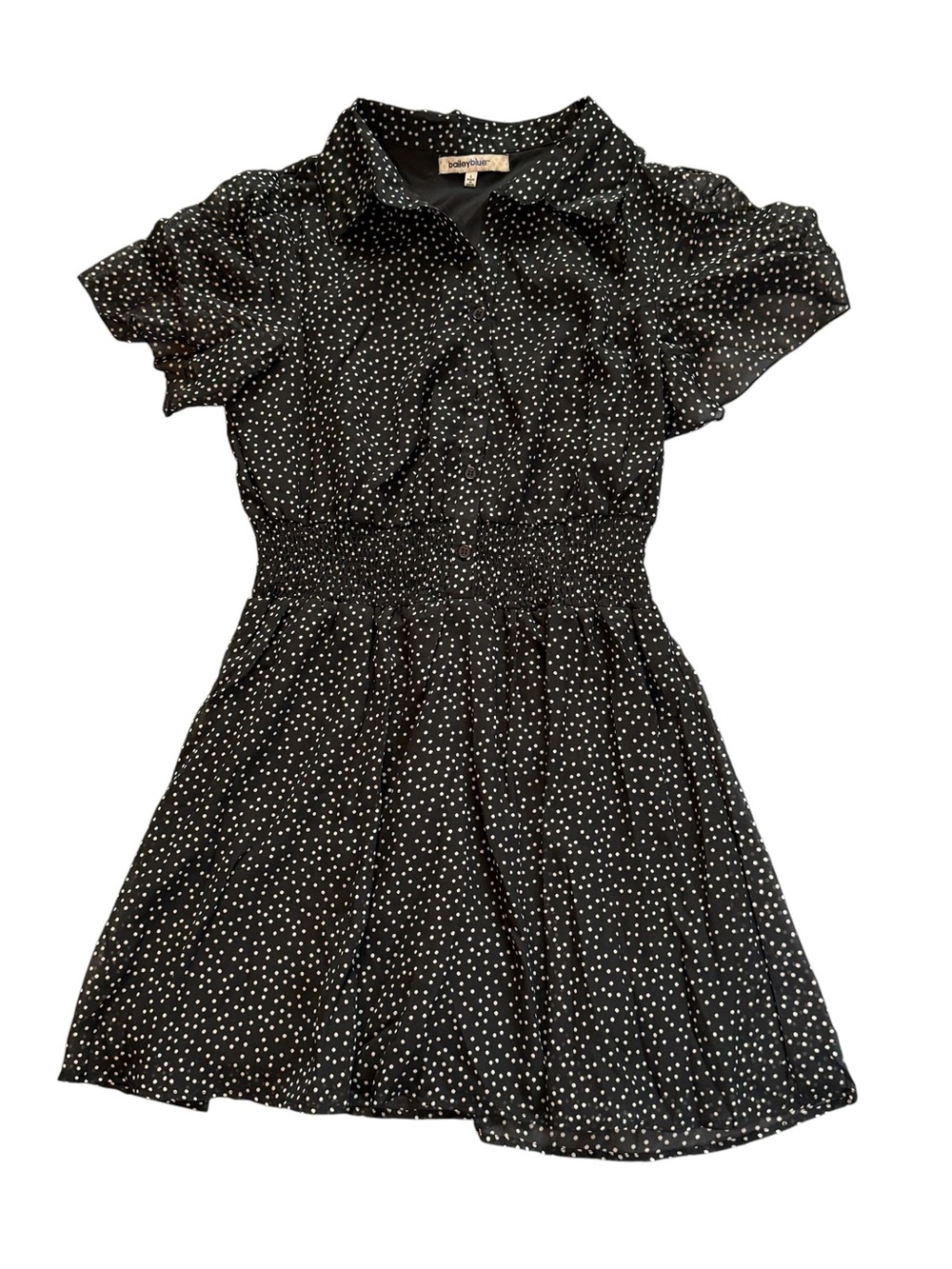bailey blue Black with White Polka Dot Short Sleeve Dress